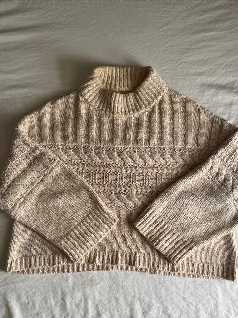 James Street Co Ida Cable Knit Sweater, Cream, woman’s Small